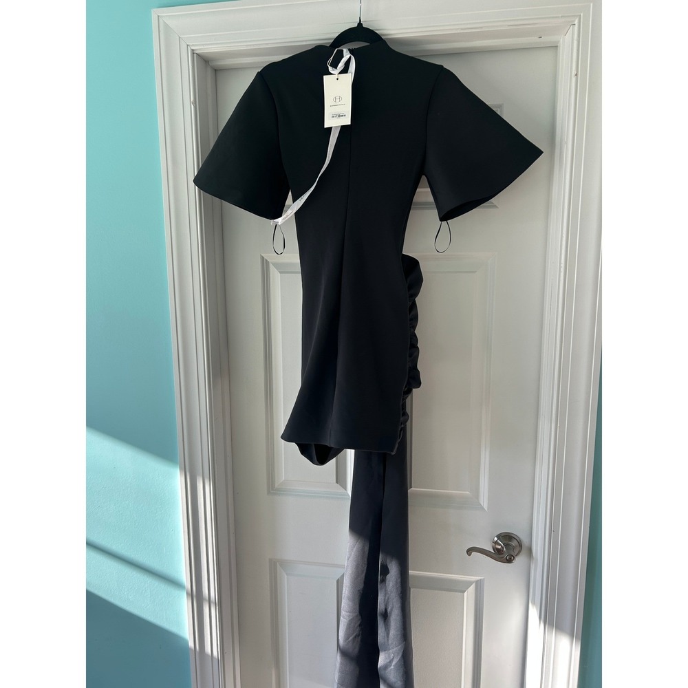 Heiress Beverly Hills Mini Dress Draped Sash Ruched Black Size XS - Picture 5 of 7